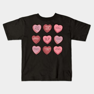 SLP Valentines Conversation Hearts Candy Speech Therapist Kids T-Shirt